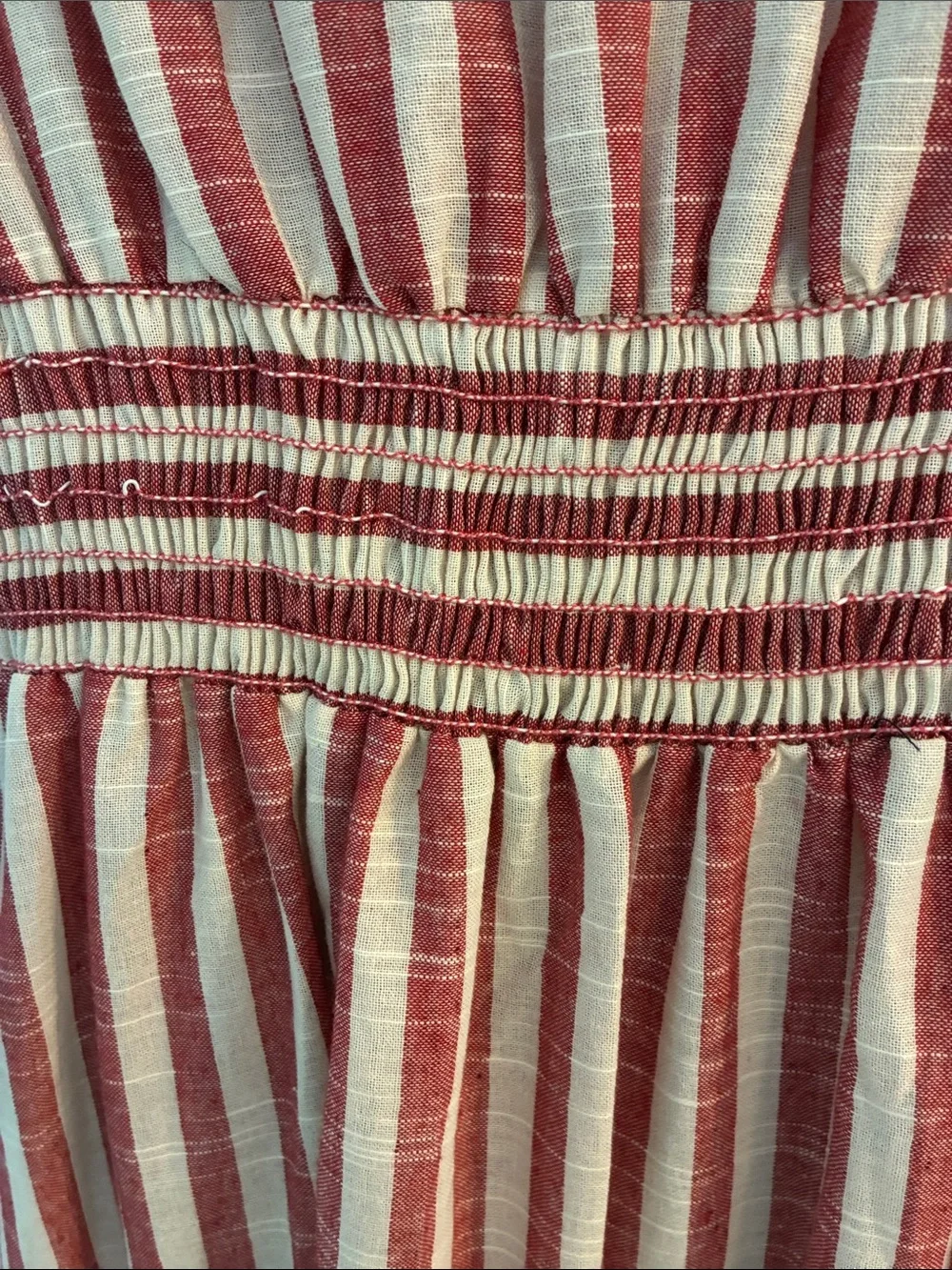 Max Studio Red and White Striped V-Neck Belted Midi Dress - Picture 8 of 9